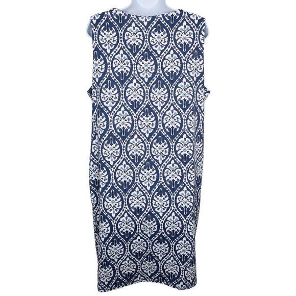 Charter Club Womens Navy White Sleeveless Printed Round Neck Swim Dress XL NWT - Picture 5 of 9